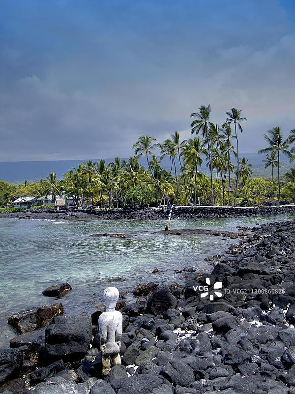 夏威夷大岛普吾霍努瓦 o 霍瑙瑙国家历史公园：皇家独木舟停泊地景观图片素材