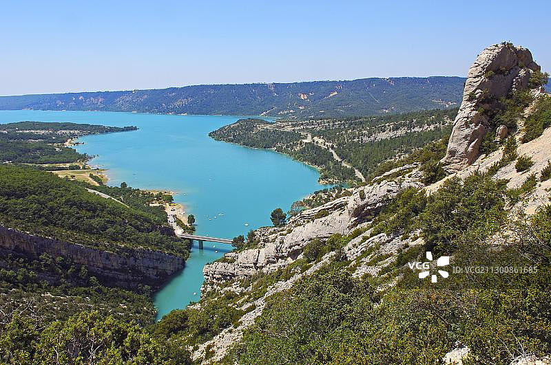 圣十字湖，韦尔东峡谷，普罗旺斯，法国，欧洲图片素材