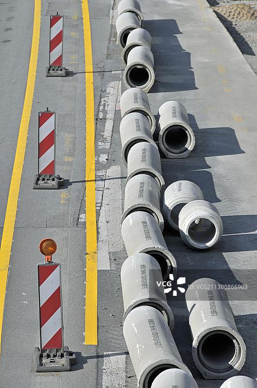 德国北莱茵-威斯特法伦州杜伊斯堡A59高速公路建筑工地图片素材