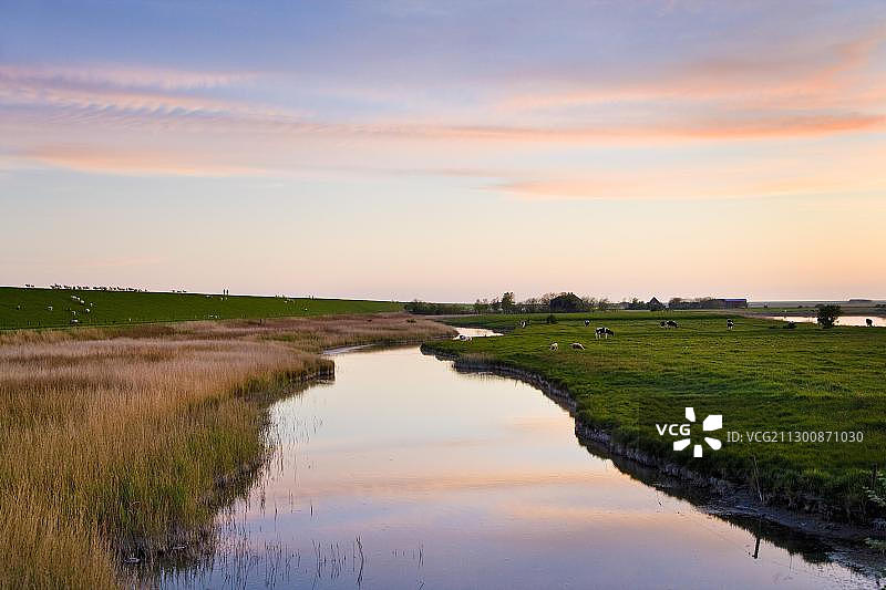 岛屿内部风景，佩尔沃姆，北弗里斯兰，石勒苏益格-荷尔斯泰因，德国图片素材
