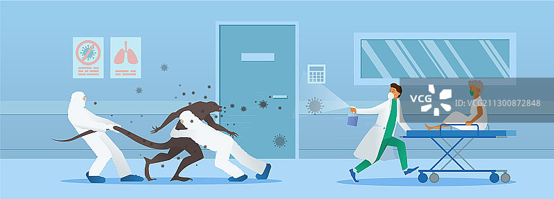 医务人员救助患新冠肺炎的老年妇女图片素材