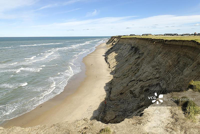 丹麦日德兰半岛隆斯特鲁普附近的陡峭海岸图片素材