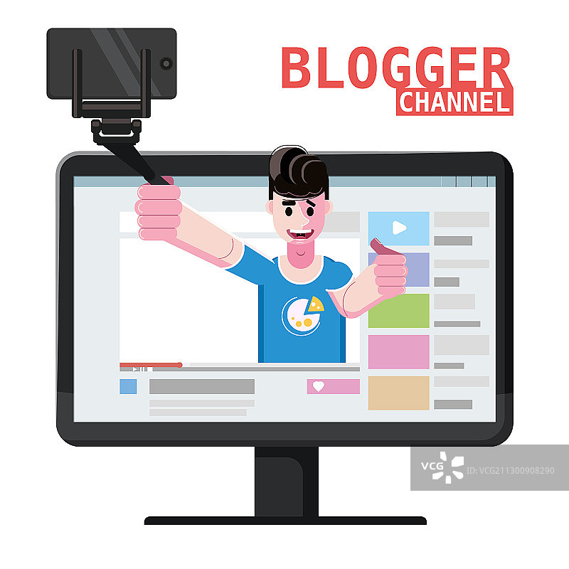 博客或视频博客的博主频道视频图片素材
