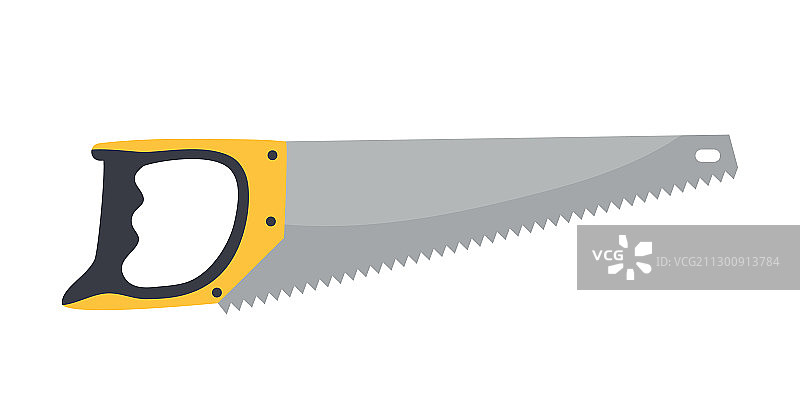 用于切割木材的金属手锯，白色背景隔离图片素材