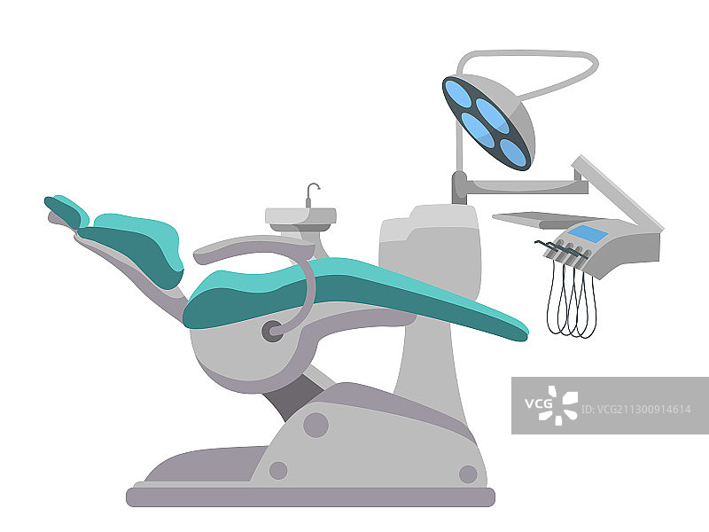 白色背景上的可调节牙科手术椅卡通图片素材
