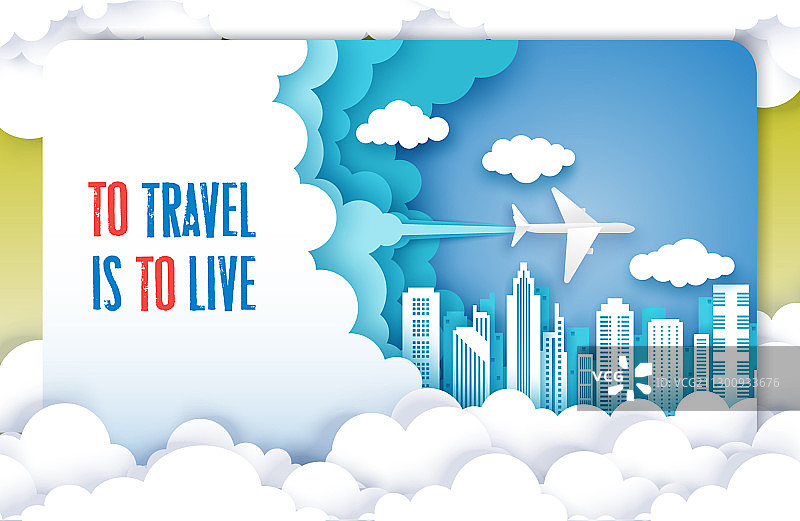 纸艺风航空旅行海报模板图片素材