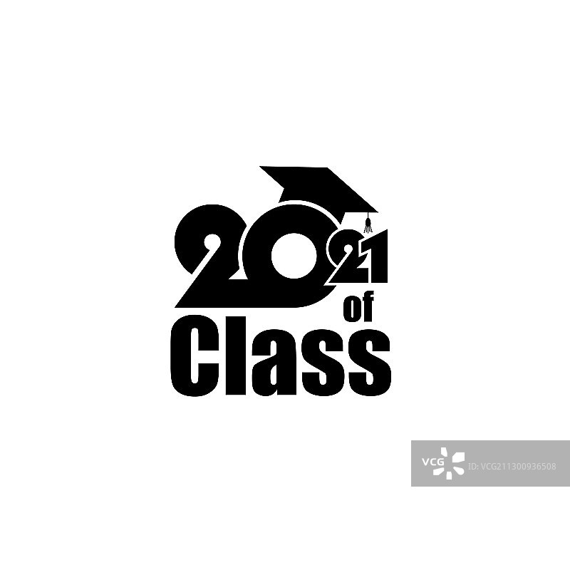 带毕业帽的2021毕业班文本图片素材