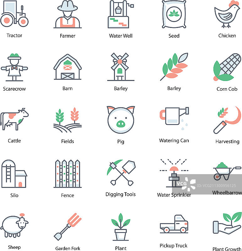 农业扁平图标包图片素材