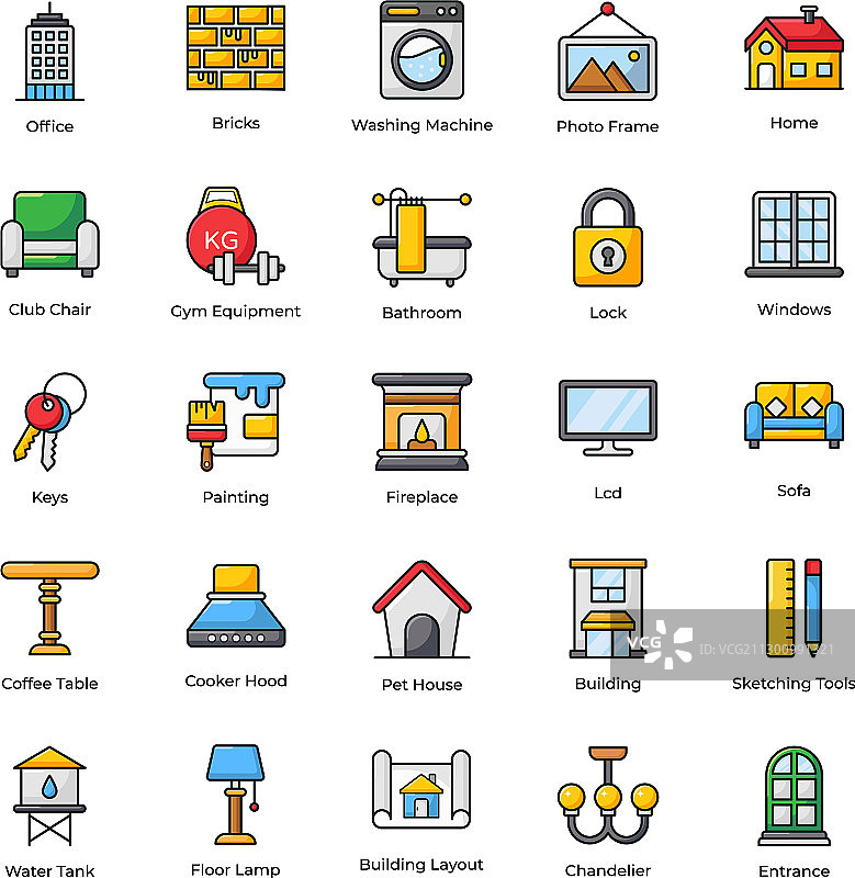 家用电器扁平图标合集图片素材