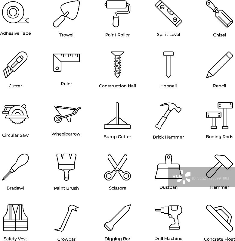 手动工具线性图标合集图片素材