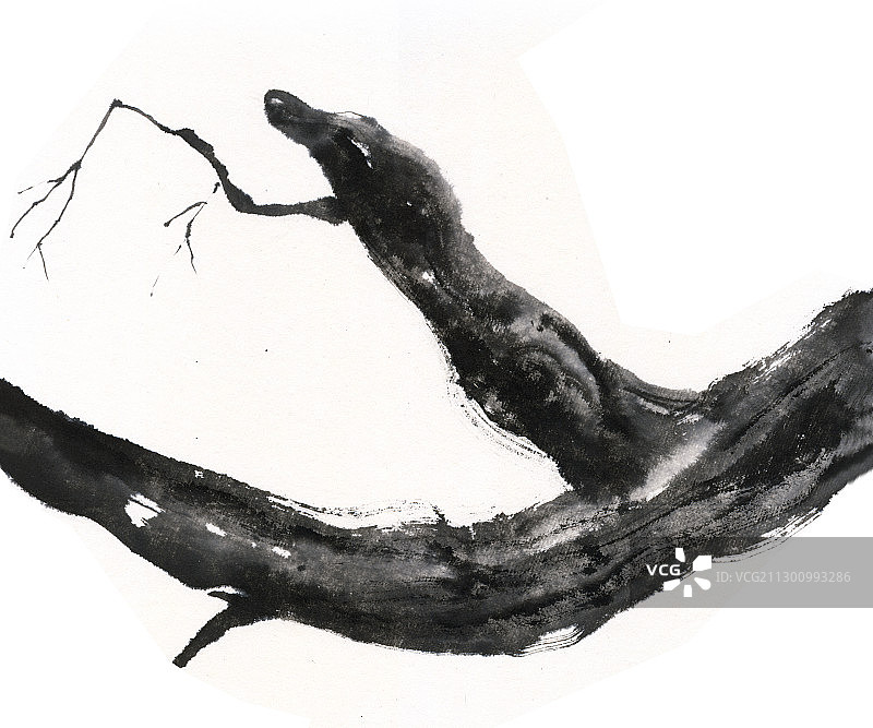 国画水墨山水树木绘画作品图片素材