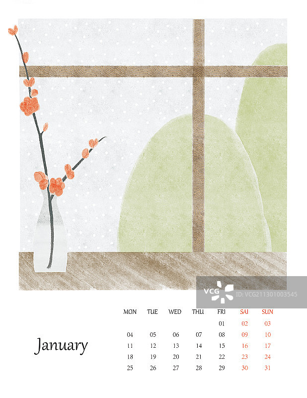 2021年1月日历图片素材