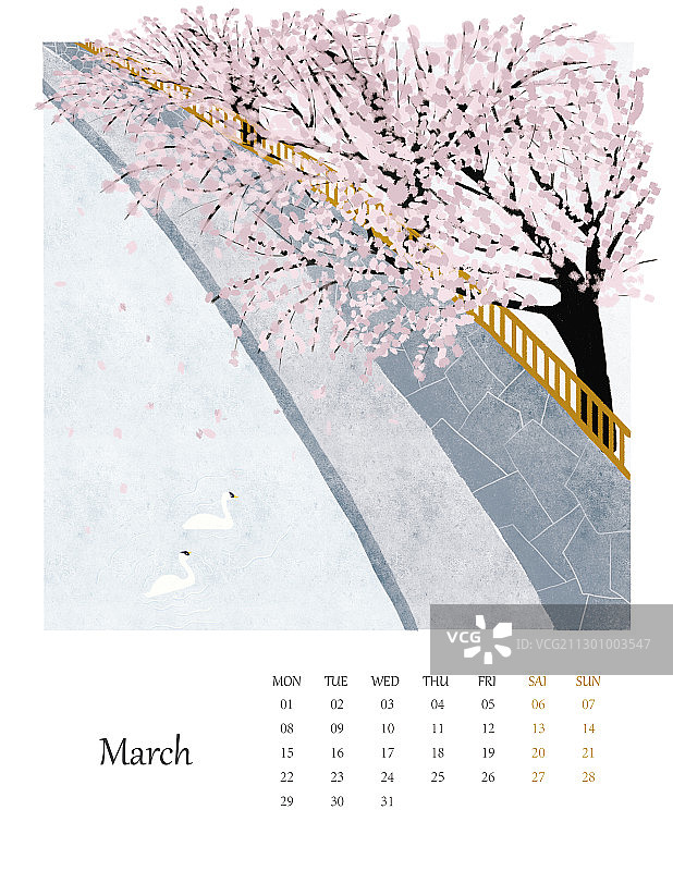 2021年3月日历图片素材