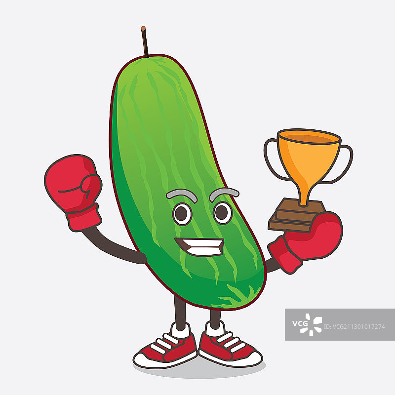 作为拳击的黄瓜卡通吉祥物图片素材