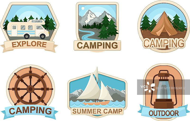 露营和户外探险徽章或旅行图片素材