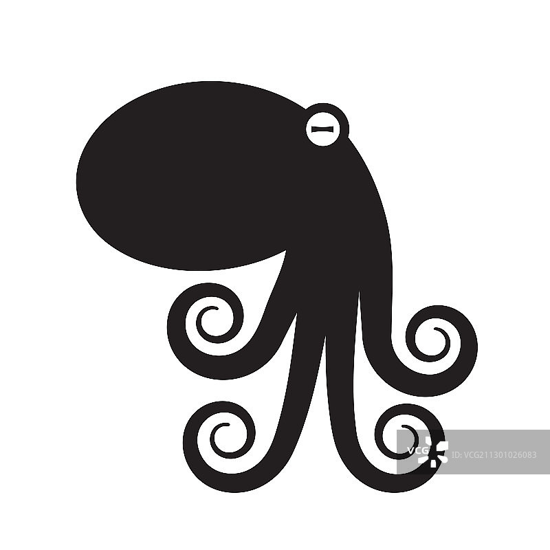 白色背景上的章鱼轮廓图标图片素材
