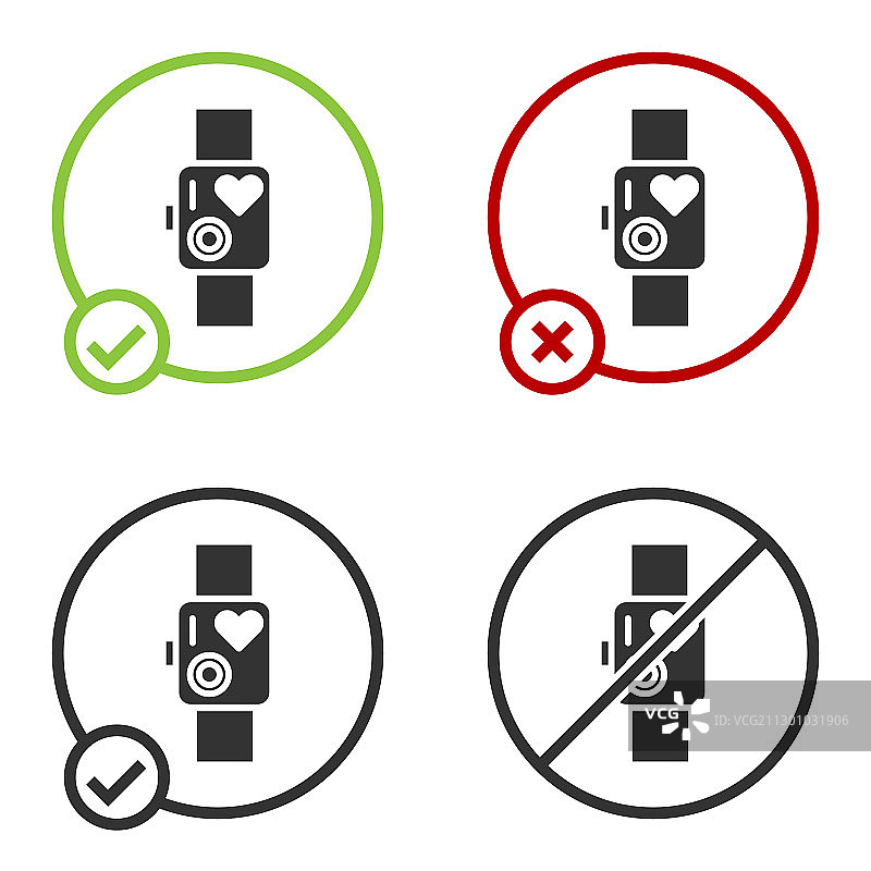 显示心率的黑色智能手表图标图片素材