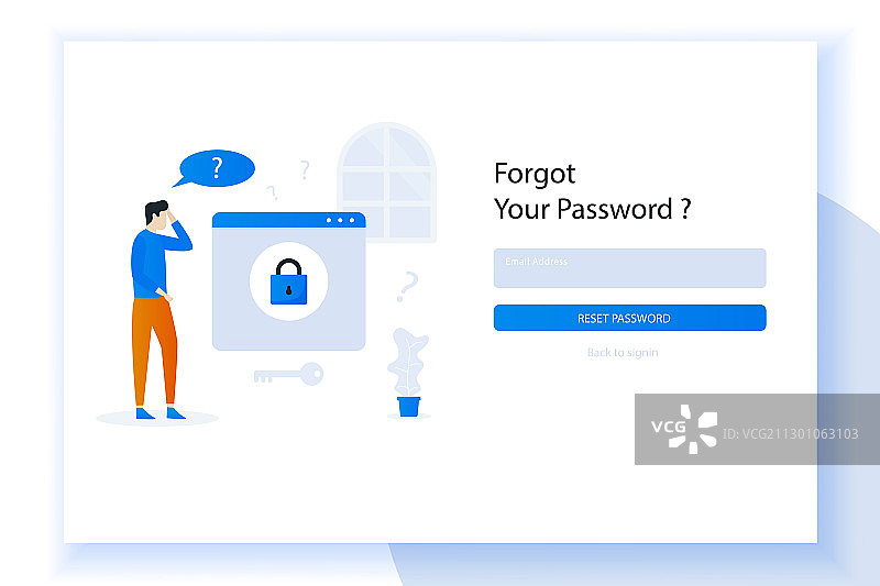 人们忘记密码的落地页设计图片素材