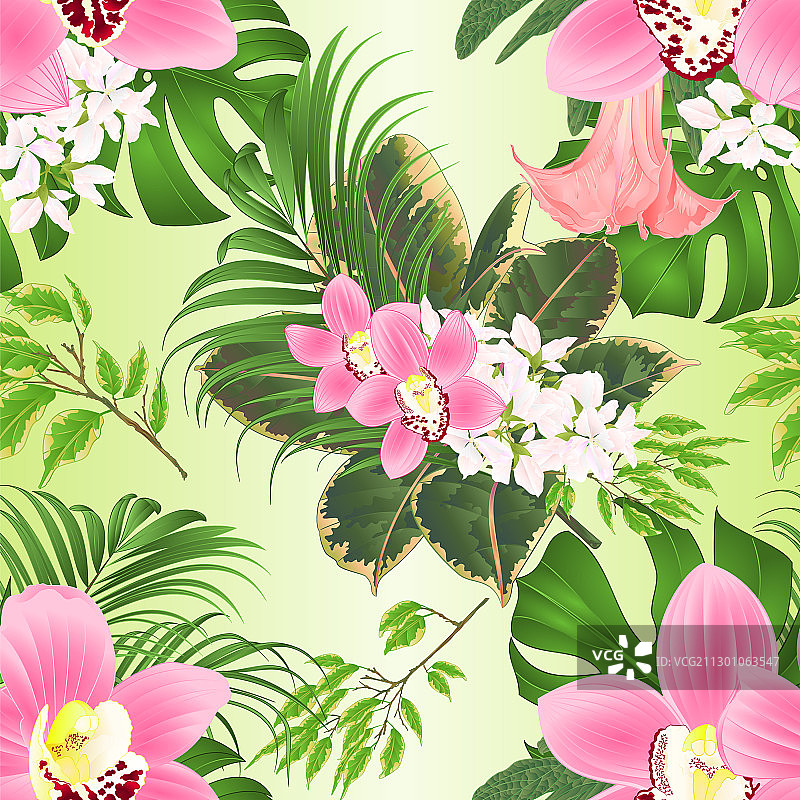 热带花卉无缝纹理图片素材