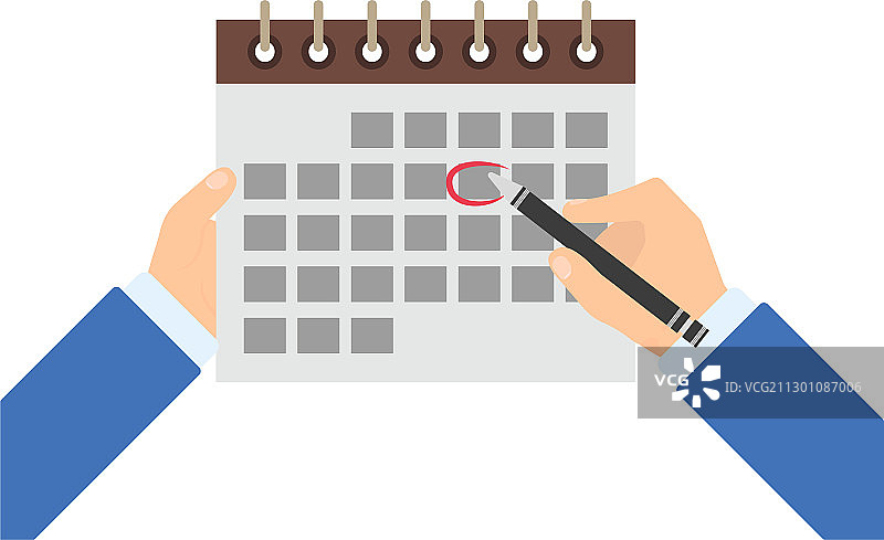 扁平风格：手持日历和笔安排日程图片素材