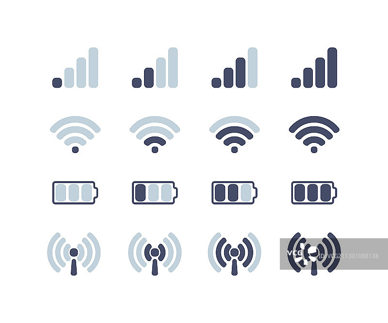 手机通信网络和电池图标图片素材