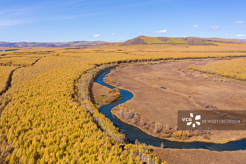 阿尔山国家森林公园哈拉哈河不冻河秋色图片素材