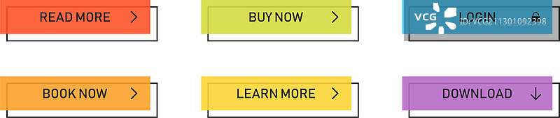 流行描边彩色按钮图片素材