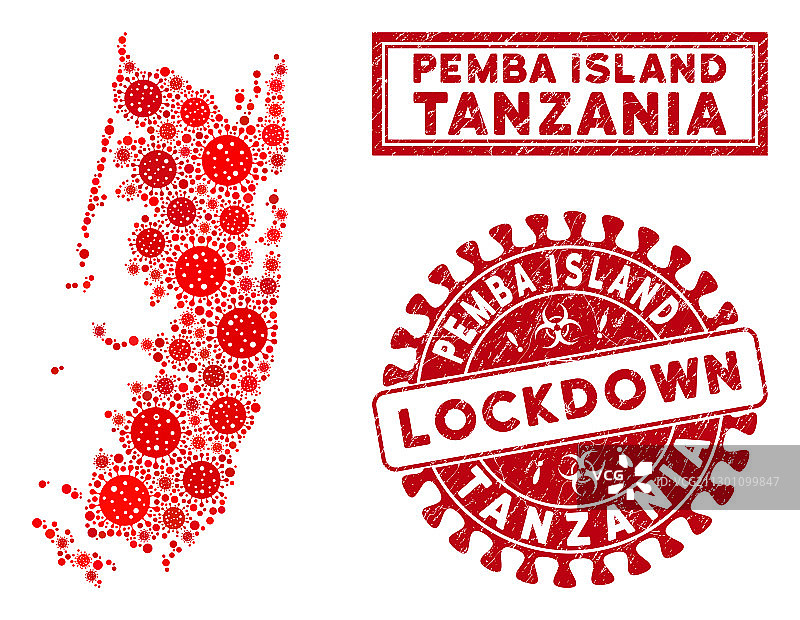 奔巴岛地图和封锁刮痕马赛克图片素材