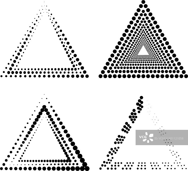 设置黑色抽象半色调点在三角形图片素材