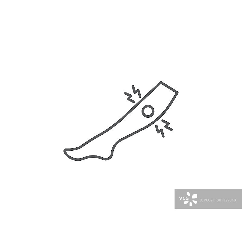 胫骨疼痛图标符号，白色背景上隔离图片素材