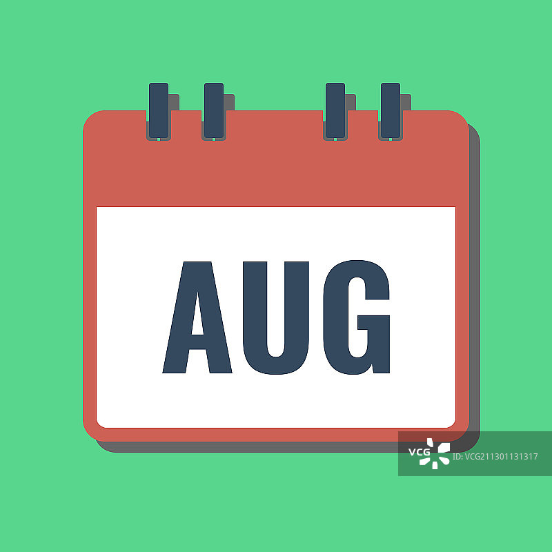 日历扁平风格八月名称图片素材