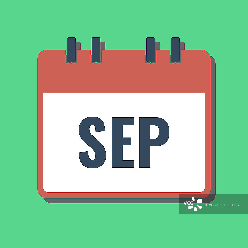 日历扁平风格中的9月名称图片素材