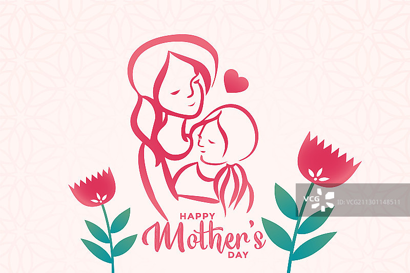 母亲节快乐，母女爱心背景图片素材