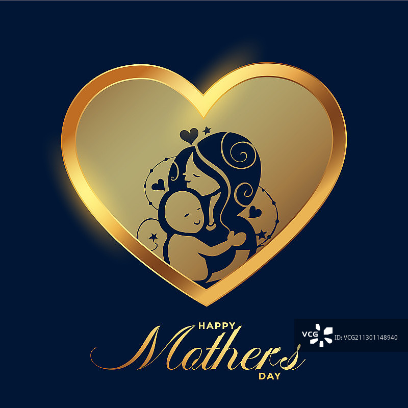 金色母亲节贺卡设计图片素材