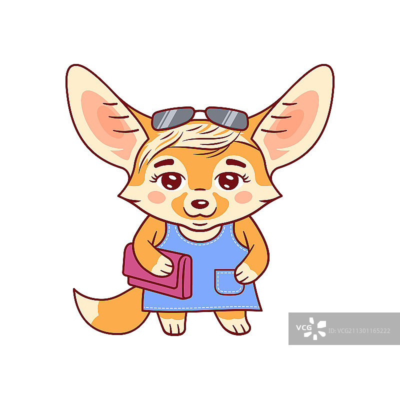 穿着时尚的可爱女性耳廓狐图片素材