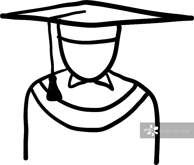 手绘细线风格毕业图标集图片素材