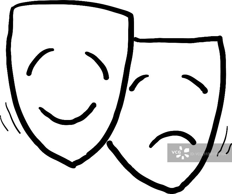 手绘悲喜戏剧面具图片素材