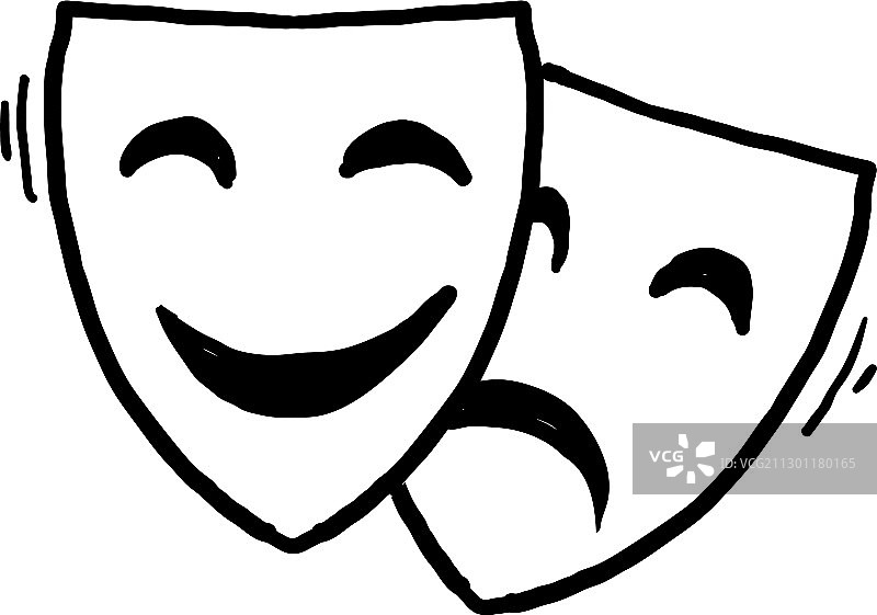 手绘悲喜戏剧面具图片素材