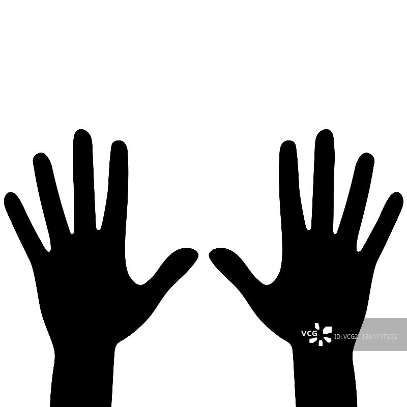白色背景上的手部剪影图片素材