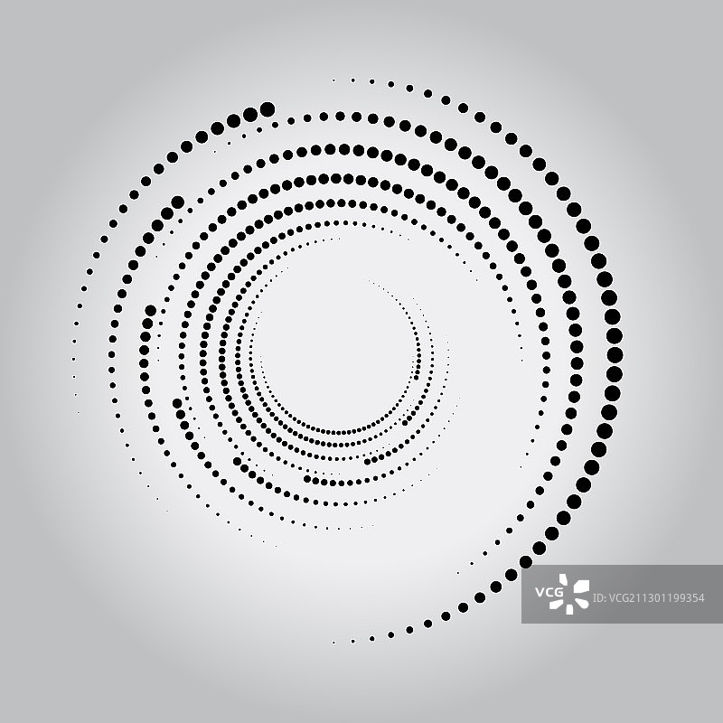 圆形中的黑色不同半色调点图片素材