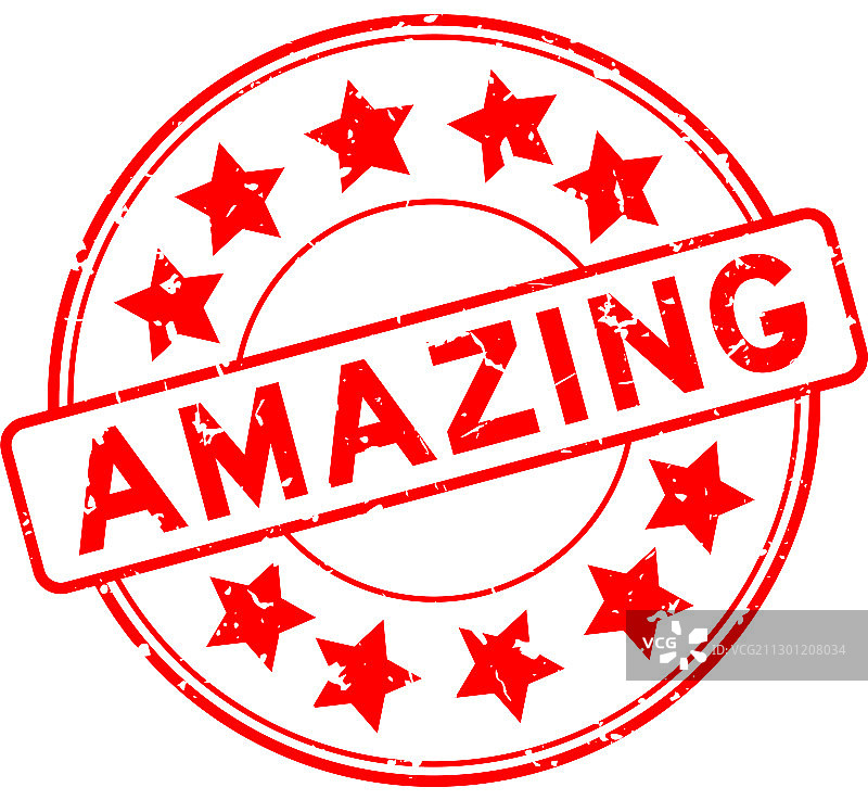 红色垃圾摇滚风格的“惊艳”字样圆形星标图案图片素材