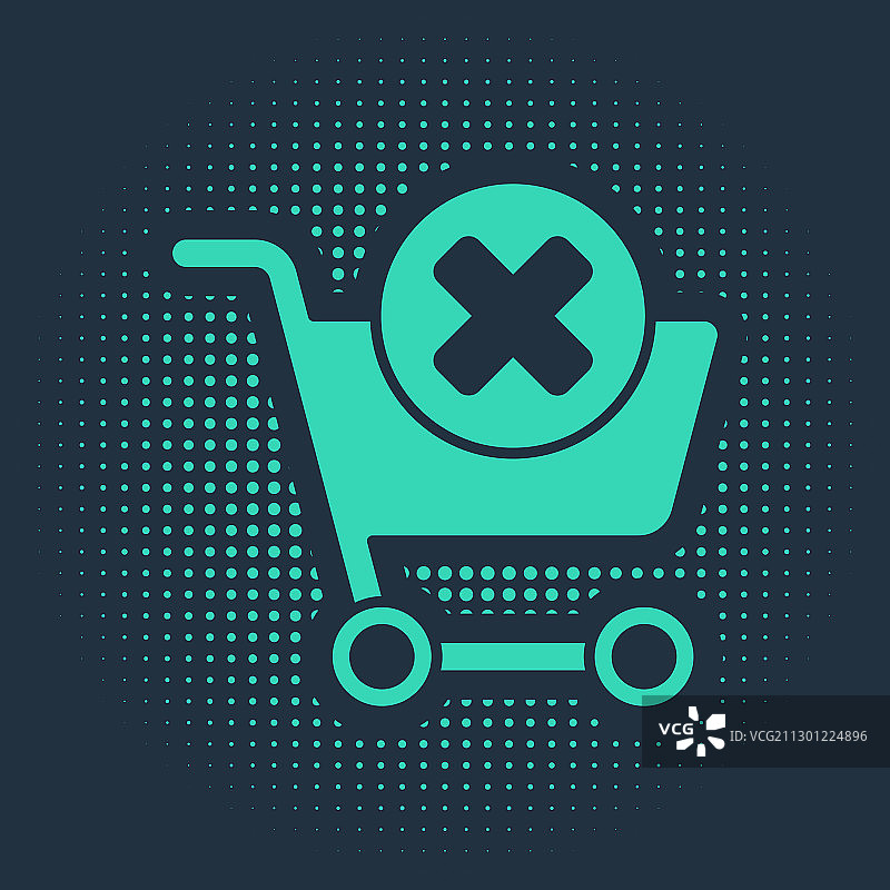 蓝色背景上的绿色移除购物车图标图片素材