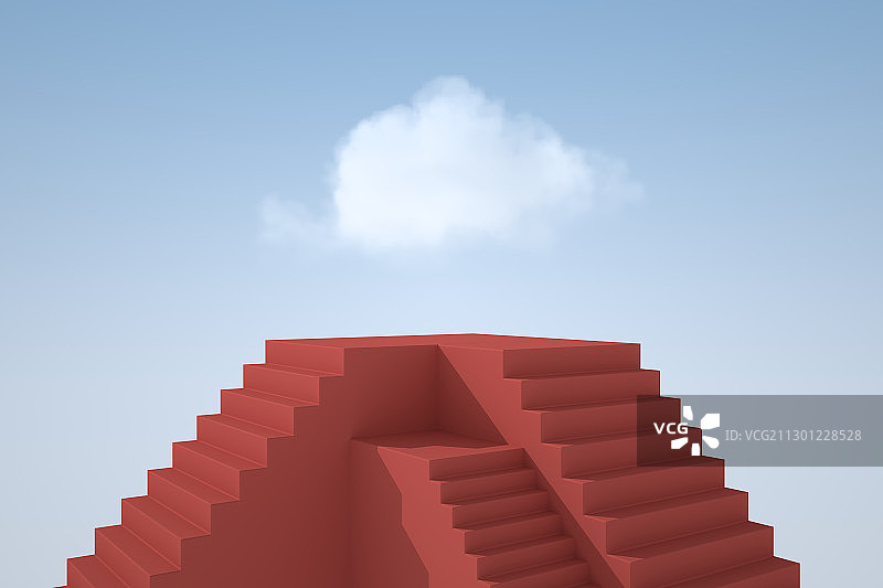 走向云端的台阶，三维图形图片素材