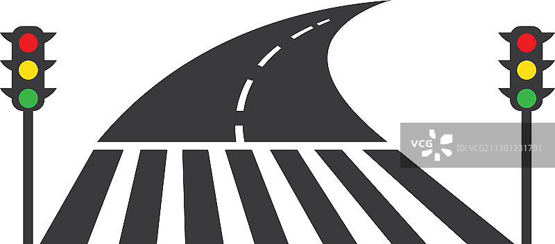 带有交通灯设计的斑马线图片素材