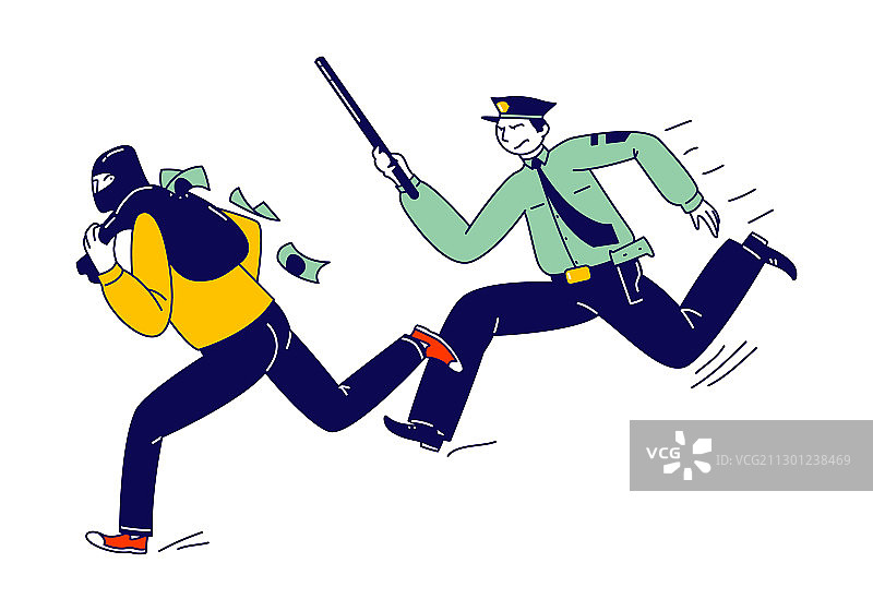 工作中逮捕蒙面劫匪的男警察图片素材