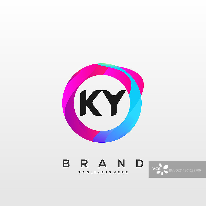 字母KY渐变色logo设计图片素材