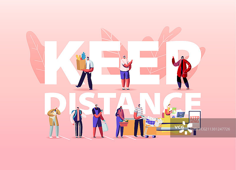 保持距离概念，顾客角色在图片素材