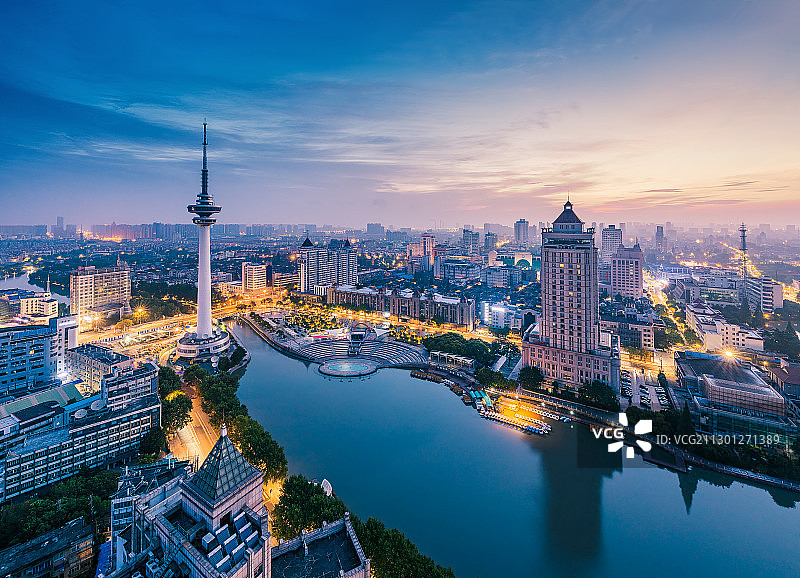 南通老城濠河日出图片素材