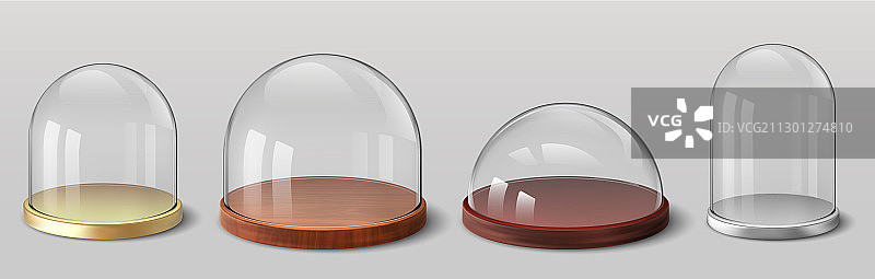 逼真3D球形和半球形穹顶图片素材