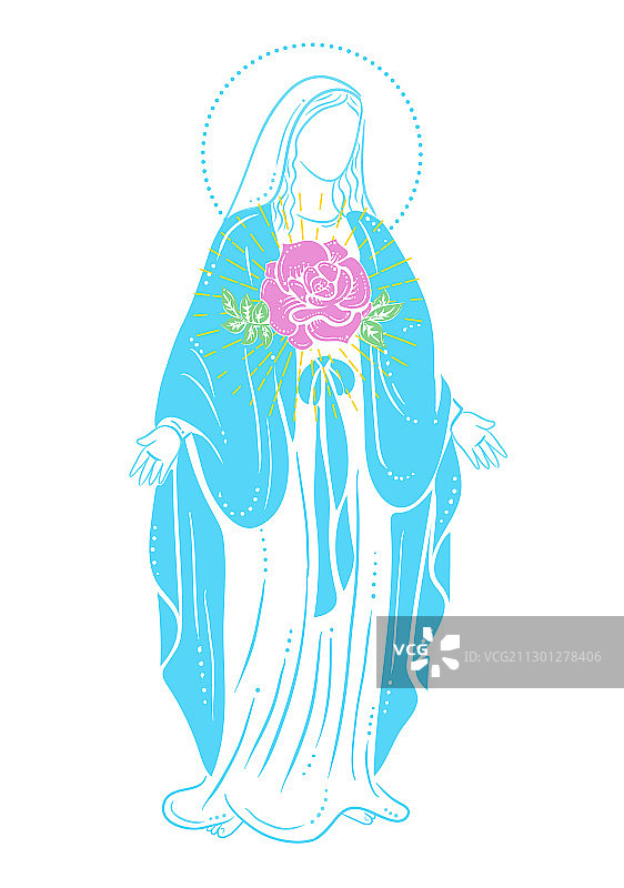 手持玫瑰的圣母玛利亚图片素材